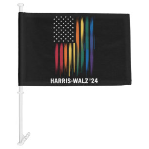Harris Walz 2024 Election Kamala Tim Waltz LGBT Car Flag