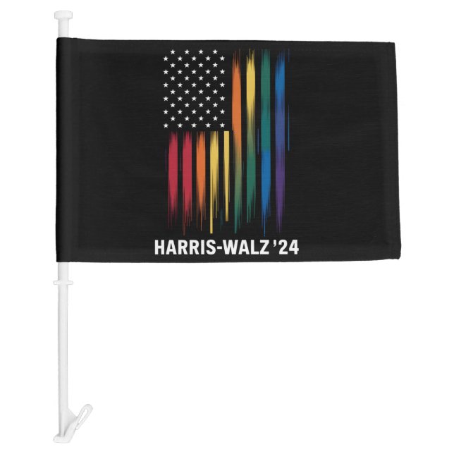 Harris Walz 2024 Election Kamala Tim Waltz LGBT Car Flag (Front)