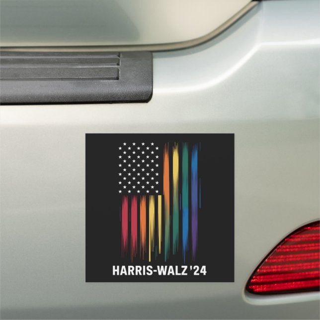Harris Walz 2024 Election Kamala Tim Waltz LGBT Car Magnet (In Situ)