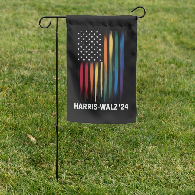 Harris Walz 2024 Election Kamala Tim Waltz LGBT Garden Flag (In SItu)