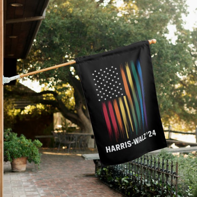 Harris Walz 2024 Election Kamala Tim Waltz LGBT House Flag (In SItu)