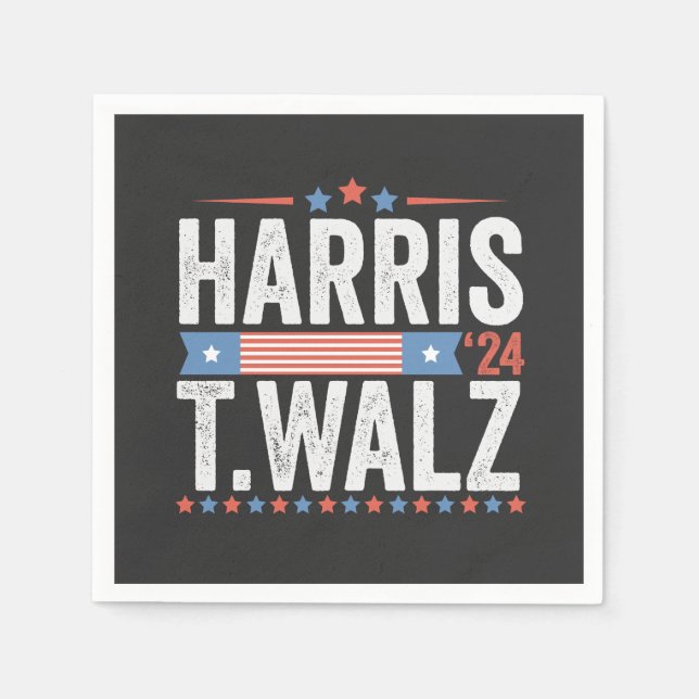 Harris Walz 2024 Election Kamala Tim Waltz Napkins (Front)