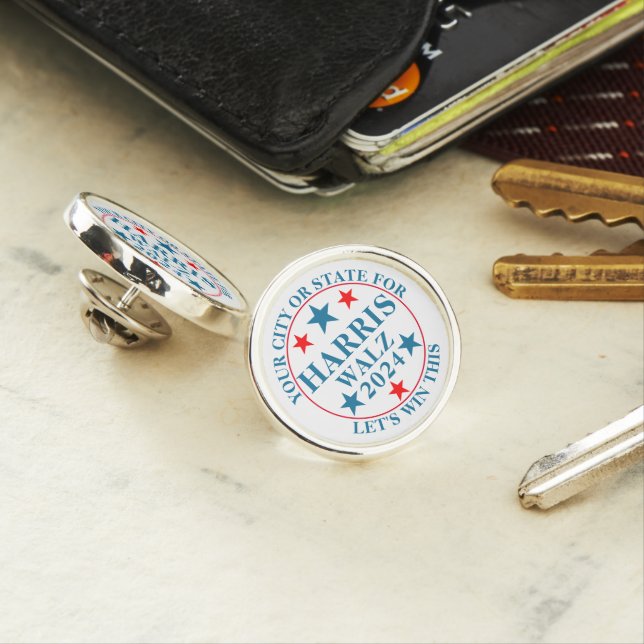 Harris Walz 2024 Election Merch Custom Political Lapel Pin (In Situ)
