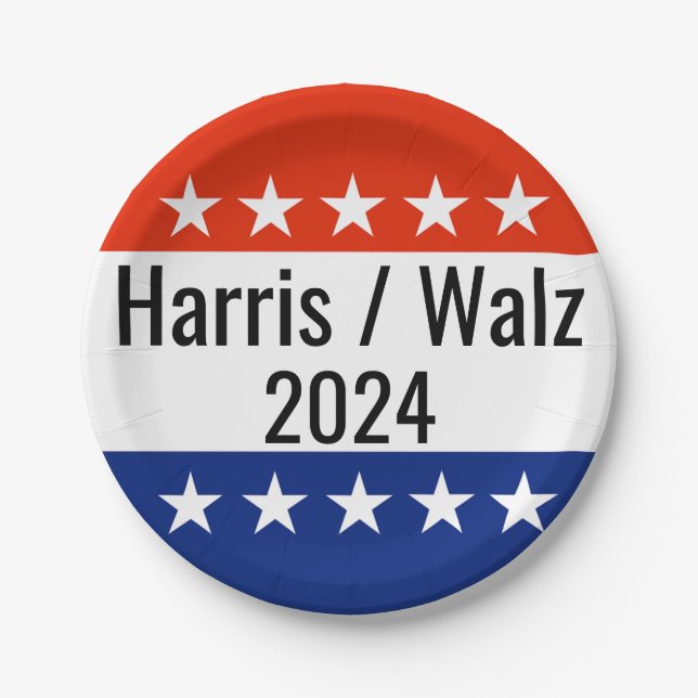Harris Walz 2024 Election Paper Plates (Front)