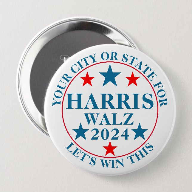 Harris Walz 2024 Election Personalized Political Button (Front & Back)