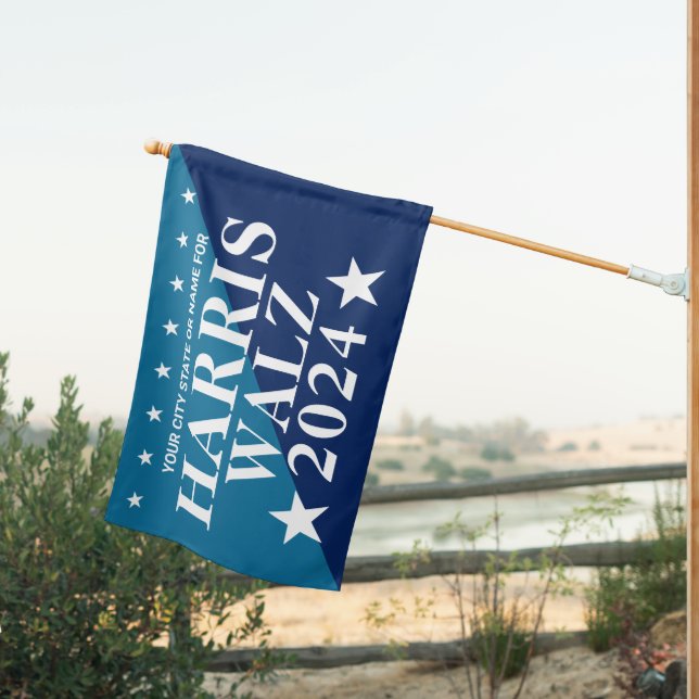 Harris Walz 2024 Election Political Double Sided House Flag (Insitu (Back))