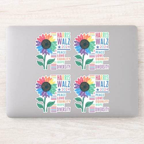 Harris Walz 2024 Election Positive Colorful Flower Sticker