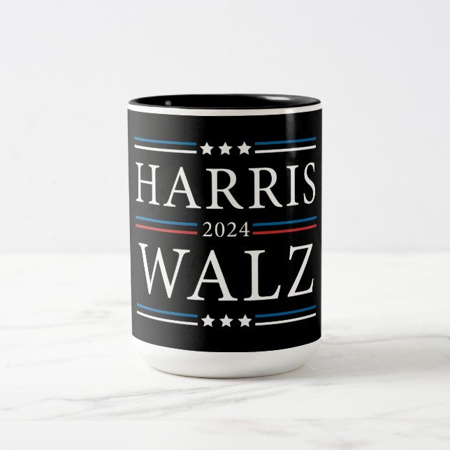  Harris Walz 2024 elections Two-Tone Coffee Mug (Center)