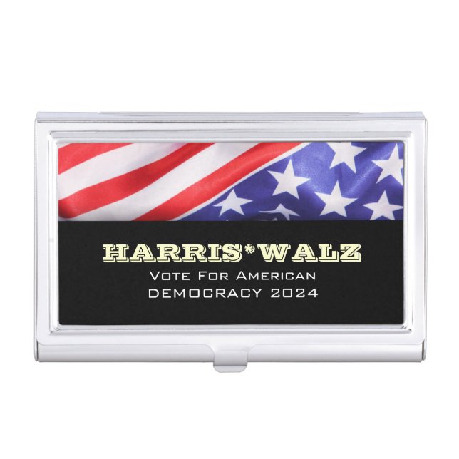 HARRIS WALZ 2024 For American Democracy Business Card Case (Front)