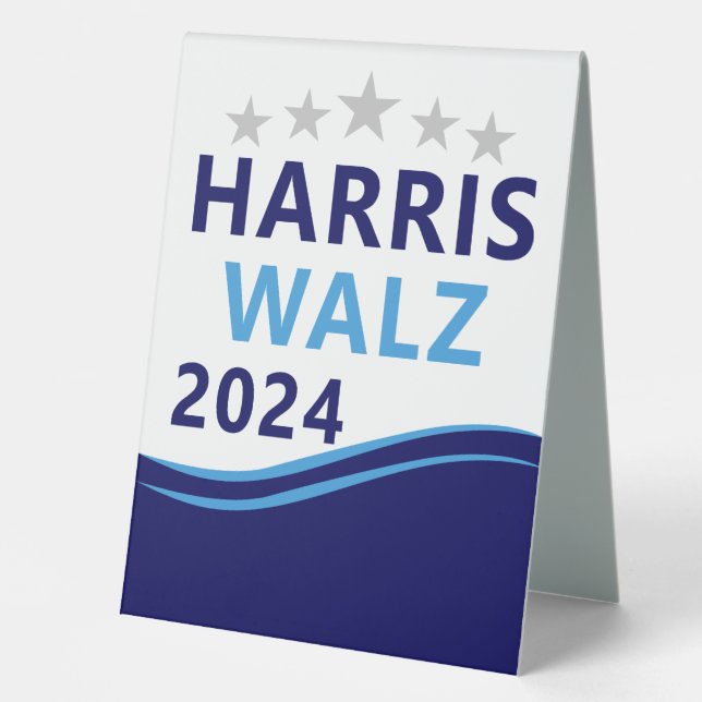 Harris Walz 2024 for President Blue Wave Table Tent (Front)
