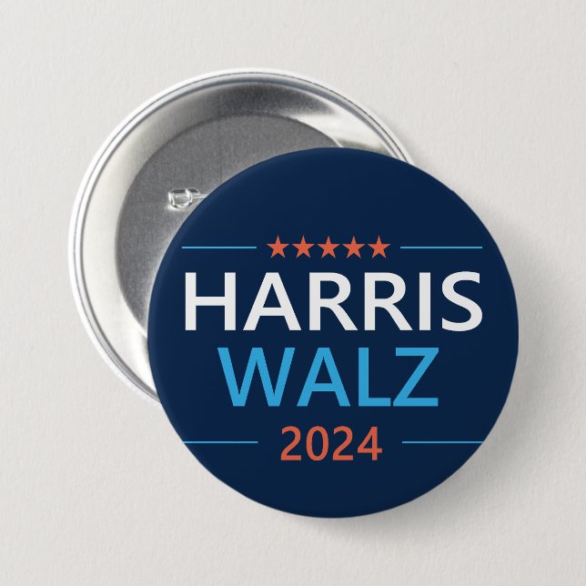 Harris Walz 2024 for President Button (Front & Back)