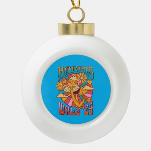 Harris Walz 2024 for President Ceramic Ball Christmas Ornament