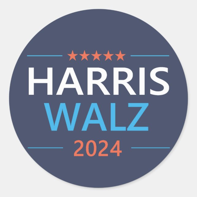 Harris Walz 2024 for President Classic Round Sticker (Front)