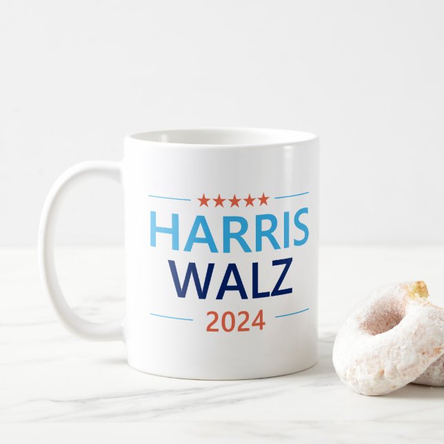Harris Walz 2024 for President Coffee Mug (With Donut)