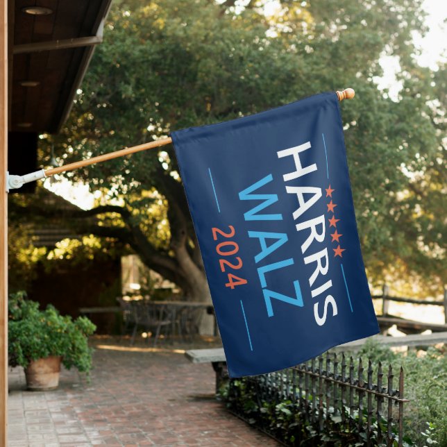 Harris Walz 2024 for President House Flag (In SItu)