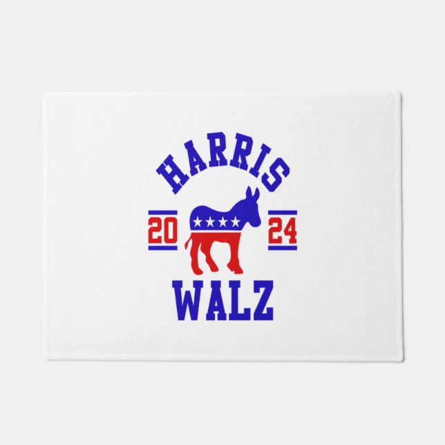 Harris Walz 2024 for President Patriotic Democrat  Doormat (Front)
