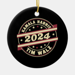 Harris Walz 2024 for President Patriotic Kamala Ceramic Ornament
