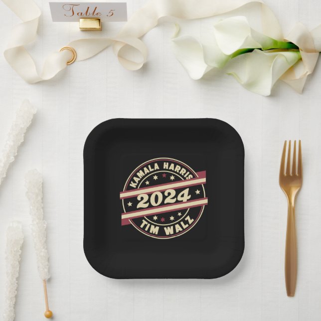 Harris Walz 2024 for President Patriotic Kamala  Paper Plates (Wedding)