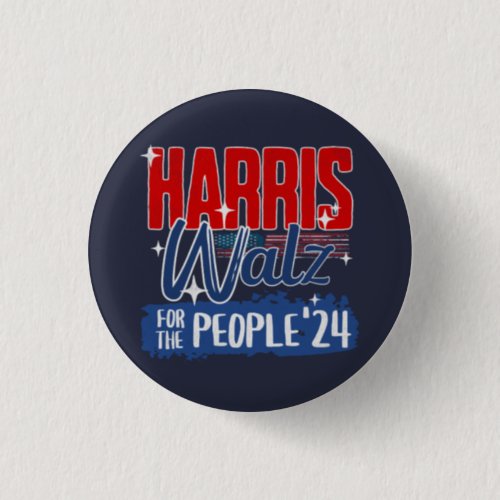 Harris Walz 2024 For the People Election Democrat Button