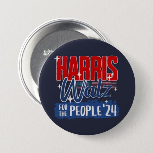 Harris Walz 2024 For the People Election Democrat Button