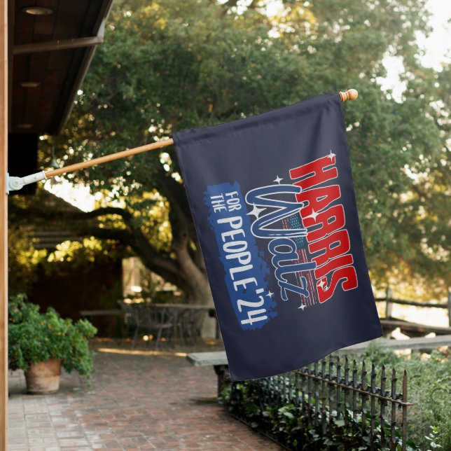Harris Walz 2024 For the People Election Democrat House Flag (In SItu)