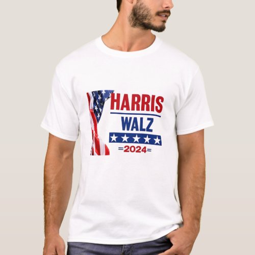 Harris Walz 2024 For The People Red White  Blue  T_Shirt