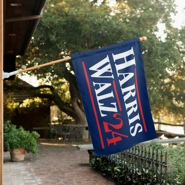 Harris Walz 2024 House Flag (In SItu)