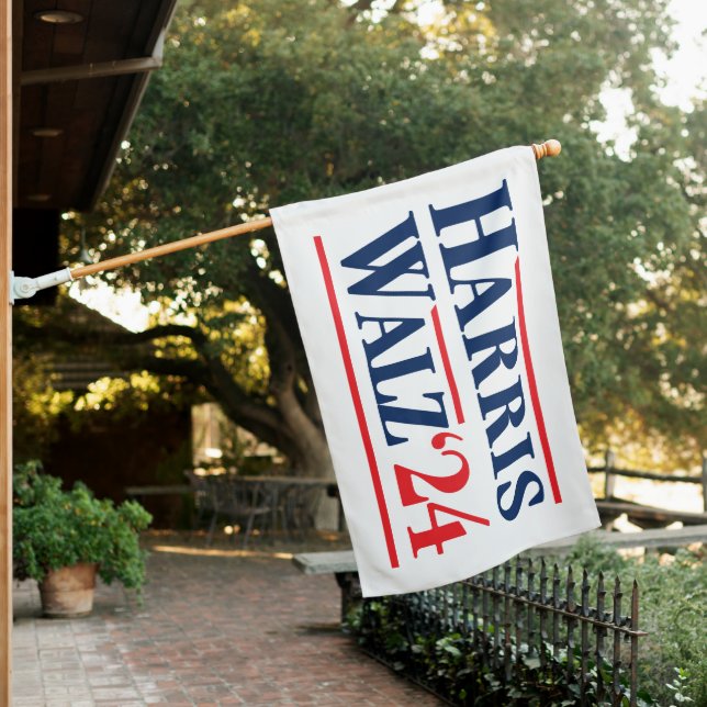 Harris Walz 2024 House Flag (In SItu)