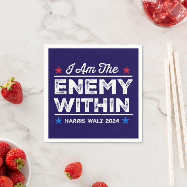 Harris Walz 2024 I Am The Enemy Within Blue Napkins (Insitu)