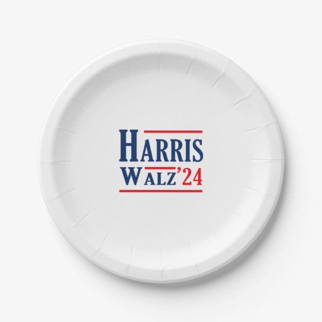 Harris Walz 2024 Kamala Harris President Tim Walz  Paper Plates (Front)