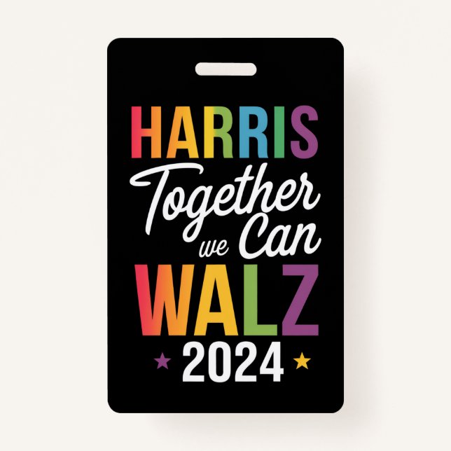 Harris Walz 2024 Kamala Together We Can LGBT Badge (Front)