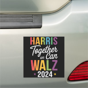 Harris Walz 2024 Kamala Together We Can LGBT Car Magnet