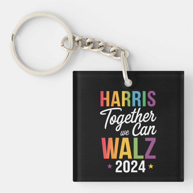 Harris Walz 2024 Kamala Together We Can LGBT Keychain (Front)