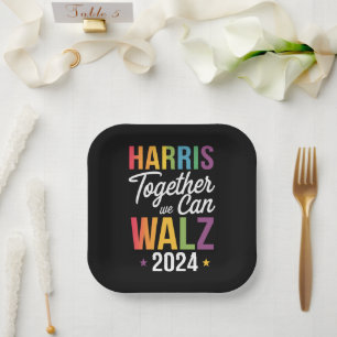 Harris Walz 2024 Kamala Together We Can LGBT Paper Plates