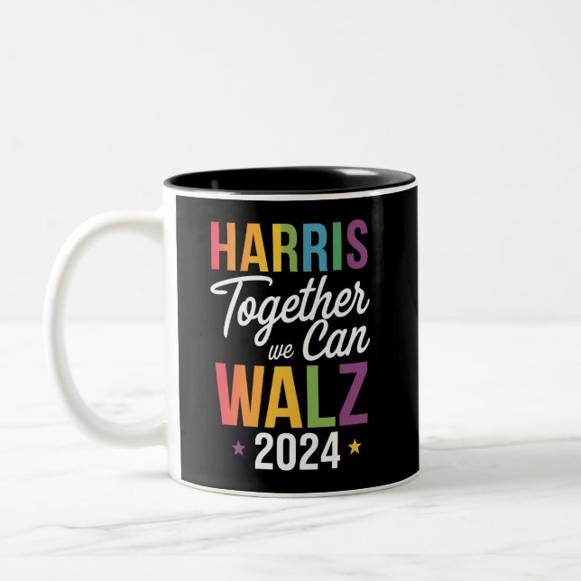 Harris Walz 2024 Kamala Together We Can LGBT Two-Tone Coffee Mug (Left)