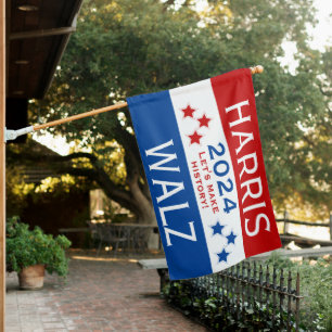 Harris Walz 2024 Let's Make History House Flag