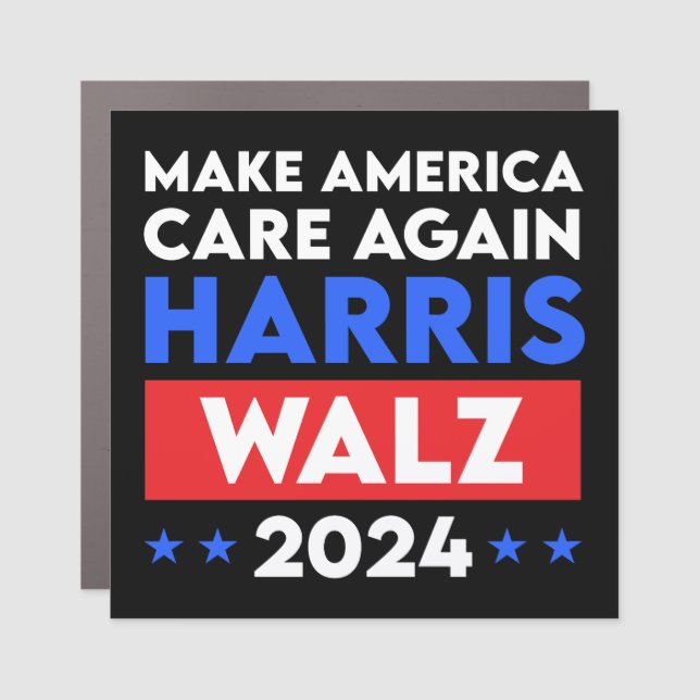 Harris Walz 2024 Make America Care Again Car Magnet (Front)
