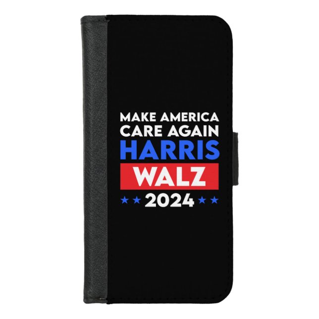 Harris Walz 2024 Make America Care Again iPhone Wallet Case (Front)