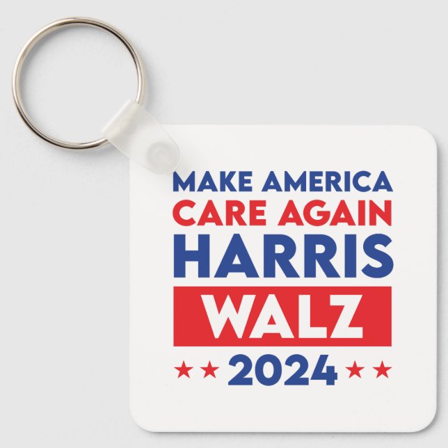 Harris Walz 2024 Make America Care Again Keychain (Front)