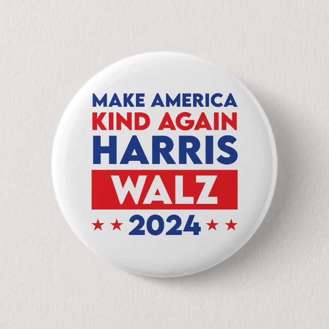 Harris Walz 2024 Make America Kind Again Button (Front)