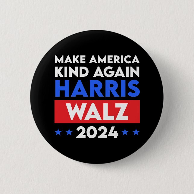 Harris Walz 2024 Make America Kind Again Button (Front)