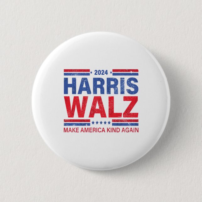 Harris Walz 2024 Make America Kind Again  Button (Front)