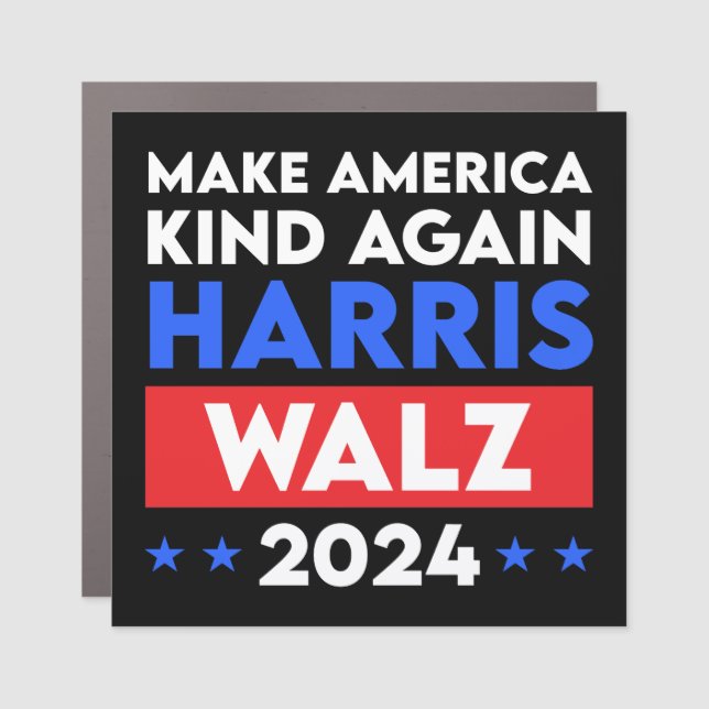 Harris Walz 2024 Make America Kind Again Car Magnet (Front)