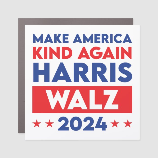 Harris Walz 2024 Make America Kind Again Car Magnet (Front)