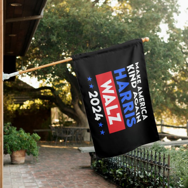 Harris Walz 2024 Make America Kind Again House Flag (In SItu)