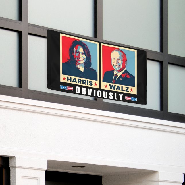 Harris Walz 2024 Obviously Banner (Outside Building)