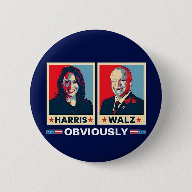 Harris Walz 2024 Obviously Button (Front)