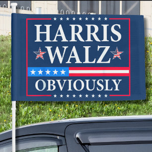 Harris Walz 2024 Obviously Car Flag