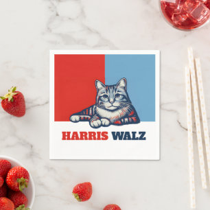 Harris Walz 2024 Obviously Cat Napkins