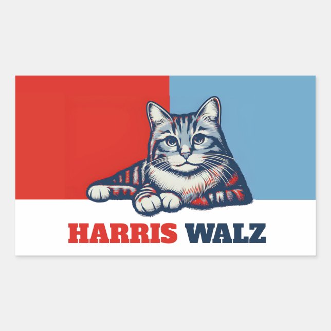 Harris Walz 2024 Obviously Cat Rectangular Sticker (Front)